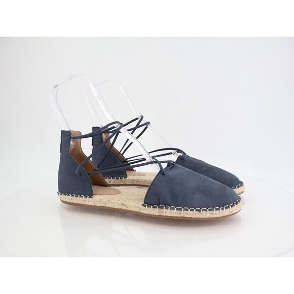 Eileen Fisher Women's Espadrille Shoe Size 11 Elastic Lace Ankle Strap Flat Blue - Picture 1 of 14